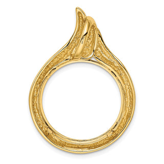 14k Yellow Gold 21.6mm Curved Teardrop Prong Coin Bezel Pendant - Fits US $5 Bald Eagle and US $5 Congressional