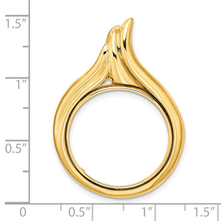 14k Yellow Gold 21.6mm Curved Teardrop Prong Coin Bezel Pendant - Fits US $5 Bald Eagle and US $5 Congressional