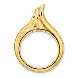 14k Yellow Gold 21.6mm Curved Teardrop Prong Coin Bezel Pendant - Fits US $5 Bald Eagle and US $5 Congressional