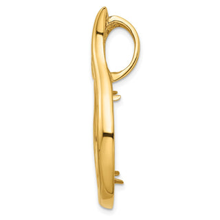 14k Yellow Gold 22mm Curved Teardrop Prong Coin Bezel Pendant - Fits 1/4 oz American Eagle and Other Coins