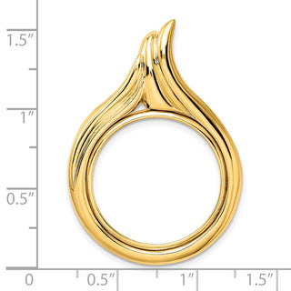 14k Yellow Gold 22mm Curved Teardrop Prong Coin Bezel Pendant - Fits 1/4 oz American Eagle and Other Coins