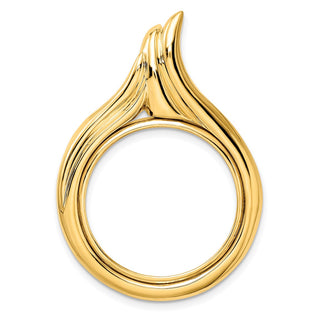 14k Yellow Gold 22mm Curved Teardrop Prong Coin Bezel Pendant - Fits 1/4 oz American Eagle and Other Coins