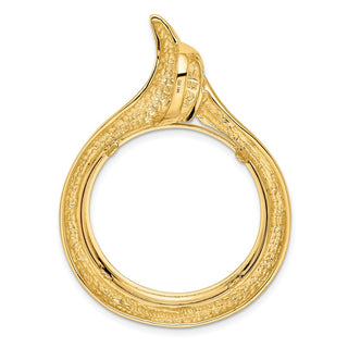 14k Yellow Gold 27mm Curved Teardrop Prong Coin Bezel Pendant - Fits 1/2 oz American Eagle, US $10 Liberty, and Other Coins