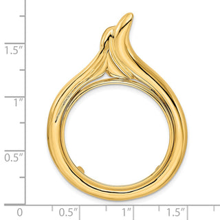 14k Yellow Gold 27mm Curved Teardrop Prong Coin Bezel Pendant - Fits 1/2 oz American Eagle, US $10 Liberty, and Other Coins