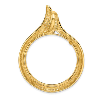 14k Yellow Gold 34.2mm Curved Teardrop Prong Coin Bezel Pendant - Fits US $20 Liberty and US $20 St. Gaudens