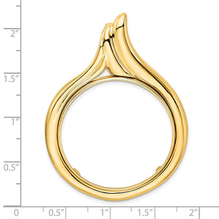 14k Yellow Gold 34.2mm Curved Teardrop Prong Coin Bezel Pendant - Fits US $20 Liberty and US $20 St. Gaudens