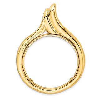 14k Yellow Gold 34.2mm Curved Teardrop Prong Coin Bezel Pendant - Fits US $20 Liberty and US $20 St. Gaudens