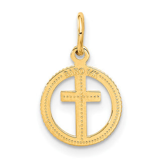 14k Yellow Gold Eternal Life Cross in Circle Charm C1314