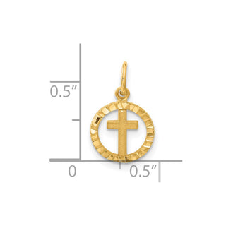 14k Yellow Gold Eternal Life Cross in Circle Charm C1314
