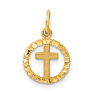 14k Yellow Gold Eternal Life Cross in Circle Charm C1314