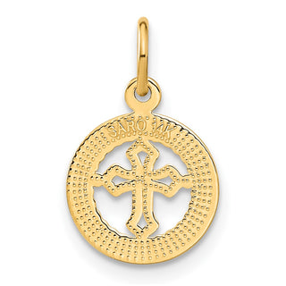 14k Yellow Gold Eternal Life Cross in Circle Charm C1315