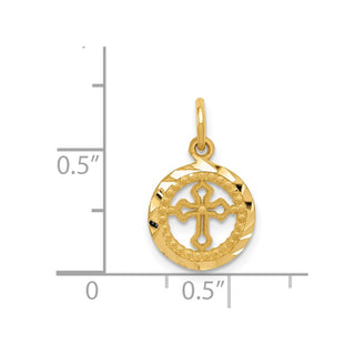 14k Yellow Gold Eternal Life Cross in Circle Charm C1315