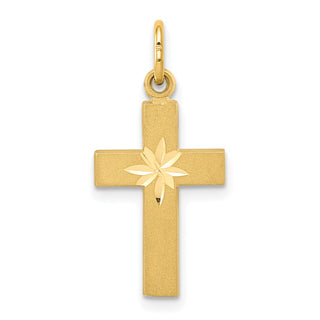 14k Yellow Gold Small Diamond-Cut Cross Pendant