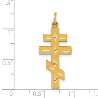 14k Yellow Gold Eastern Orthodox Cross Pendant C1321