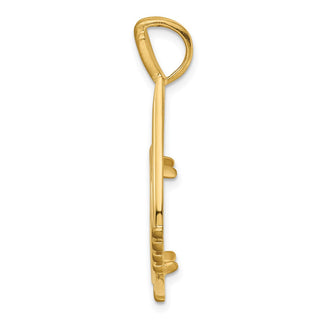 14k Yellow Gold Satin Fluted Station 16.5mm Teardrop Prong Coin Bezel Pendant - Fits 1/10 oz American Eagle and 1/10 oz Krugerrand