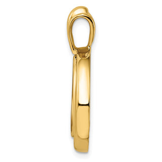 14k Yellow Gold Polished 16.5mm Concentric Circle Prong Coin Bezel Pendant - Fits 1/10 oz American Eagle and 1/10 oz Krugerrand