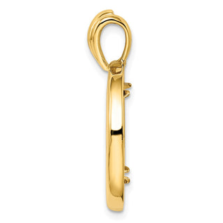 14k Yellow Gold Polished 17.8mm Concentric Circle Prong Coin Bezel Pendant - Fits US $2.50 Liberty and Other Coins