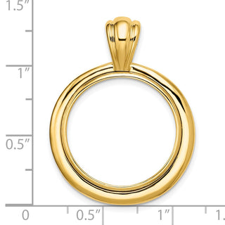 14k Yellow Gold Polished 21.6mm Concentric Circle Prong Coin Bezel Pendant - Fits US $5 Bald Eagle, US $5 Congressional, US $5 Liberty, and Other Coins