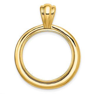 14k Yellow Gold Polished 21.6mm Concentric Circle Prong Coin Bezel Pendant - Fits US $5 Bald Eagle, US $5 Congressional, US $5 Liberty, and Other Coins