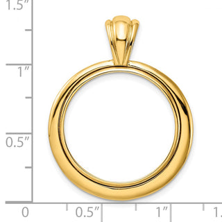 14k Yellow Gold Polished 22mm Concentric Circle Prong Coin Bezel Pendant - Fits 1/4 oz American Eagle and Other Coins