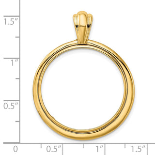 14k Yellow Gold Polished 27mm Concentric Circle Prong Coin Bezel Pendant - Fits 1/2 oz American Eagle, US $10 Liberty, and Other Coins