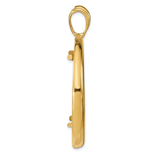 14k Yellow Gold Polished 34.2mm Concentric Circle Prong Coin Bezel Pendant - Fits US $20 Liberty and US $20 St. Gaudens