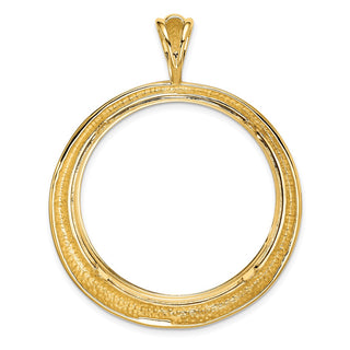 14k Yellow Gold Polished 34.2mm Concentric Circle Prong Coin Bezel Pendant - Fits US $20 Liberty and US $20 St. Gaudens