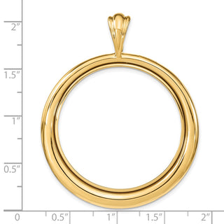 14k Yellow Gold Polished 34.2mm Concentric Circle Prong Coin Bezel Pendant - Fits US $20 Liberty and US $20 St. Gaudens