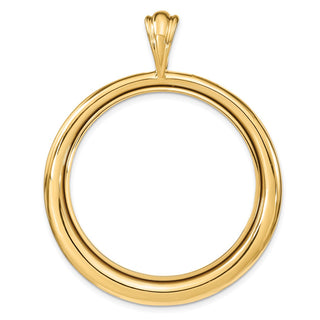 14k Yellow Gold Polished 34.2mm Concentric Circle Prong Coin Bezel Pendant - Fits US $20 Liberty and US $20 St. Gaudens