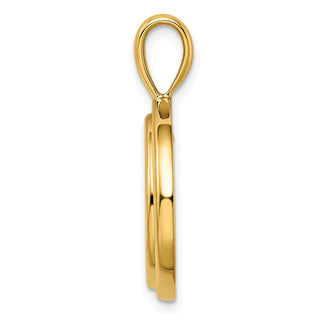 14k Yellow Gold Polished 16.5mm Wide Concentric Circle Prong Coin Bezel Pendant - Fits 1/10 oz American Eagle and 1/10 oz Krugerrand