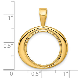14k Yellow Gold Polished 16.5mm Wide Concentric Circle Prong Coin Bezel Pendant - Fits 1/10 oz American Eagle and 1/10 oz Krugerrand