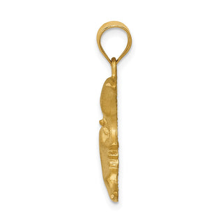 14k Yellow Gold Satin Diamond-cut Moon Charm C137