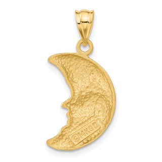 14k Yellow Gold Satin Diamond-cut Moon Pendant C137