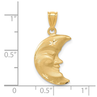14k Yellow Gold Satin Diamond-cut Moon Charm C137