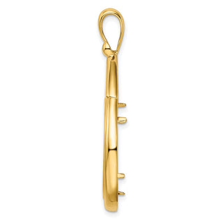 14k Yellow Gold 21.6mm Layered Top Teardrop Prong Coin Bezel Pendant - Fits US $5 Bald Eagle and US $5 Congressional