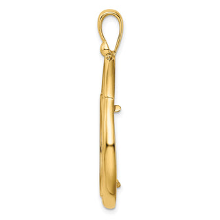 14k Yellow Gold 22mm Layered Top Teardrop Prong Coin Bezel Pendant - Fits 1/4 oz American Eagle and Other Coins