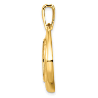 14k Yellow Gold Polished 16.5mm Wide Kite-Shaped Prong Coin Bezel Pendant - Fits 1/10 oz American Eagle and 1/10 oz Krugerrand