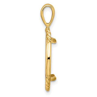 14k Yellow Gold 16.5mm Double Twisted w/ Polished Edge Prong Coin Bezel Pendant - Fits 1/10 oz American Eagle and 1/10 oz Krugerrand