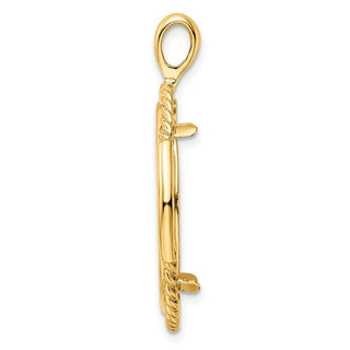 14k Yellow Gold 22mm Double Twisted w/ Polished Edge Prong Coin Bezel Pendant - Fits 1/4 oz American Eagle and Other Coins