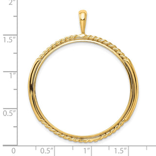 14k Yellow Gold 34.2mm Double Twisted w/ Polished Edge Prong Coin Bezel Pendant - Fits US $20 Liberty and US $20 St. Gaudens