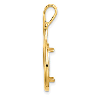 14k Yellow Gold 14mm Curled Teardrop Prong Coin Bezel Pendant - Fits 1/20 oz Maple Leaf and Other Coins