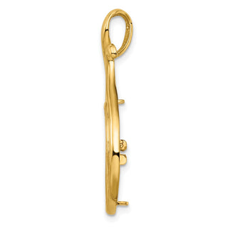 14k Yellow Gold 16.5mm Curled Teardrop Prong Coin Bezel Pendant - Fits 1/10 oz American Eagle and 1/10 oz Krugerrand