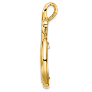 14k Yellow Gold 22mm Curled Teardrop Prong Coin Bezel Pendant - Fits 1/4 oz American Eagle and Other Coins