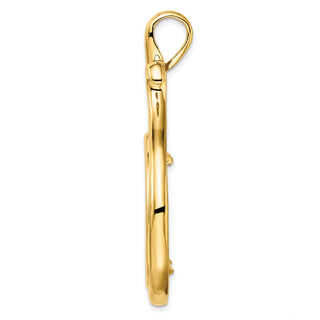 14k Yellow Gold 27mm Curled Teardrop Prong Coin Bezel Pendant - Fits 1/2 oz American Eagle, US $10 Liberty, and Other Coins