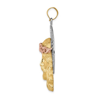 14k Yellow, White and Rose Gold Jesus Pendant