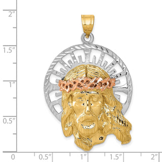 14k Yellow, White and Rose Gold Jesus Pendant