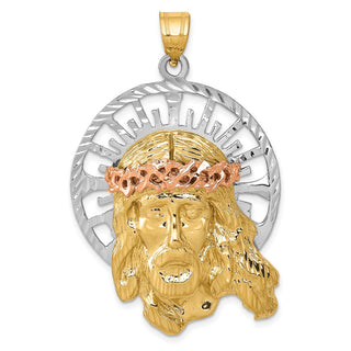 14k Yellow, White and Rose Gold Jesus Pendant