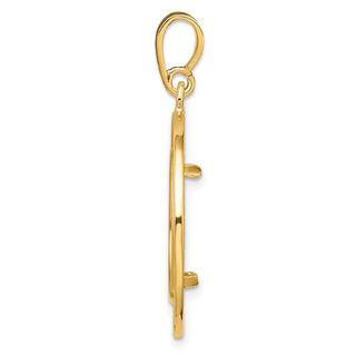 14k Yellow Gold Polished 16.5mm Curved Filigree Prong Coin Bezel Pendant - Fits 1/10 oz American Eagle and 1/10 oz Krugerrand