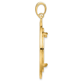 14k Yellow Gold Polished 27mm Curved Filigree Prong Coin Bezel Pendant - Fits 1/2 oz American Eagle, US $10 Liberty, and Other Coins