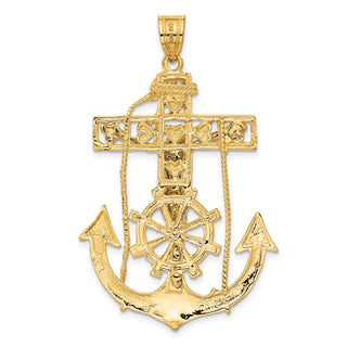 14k Yellow and White Gold Mariners Crucifix Pendant C1419